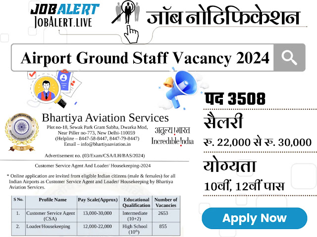 Airport Ground Staff Vacancy 2024