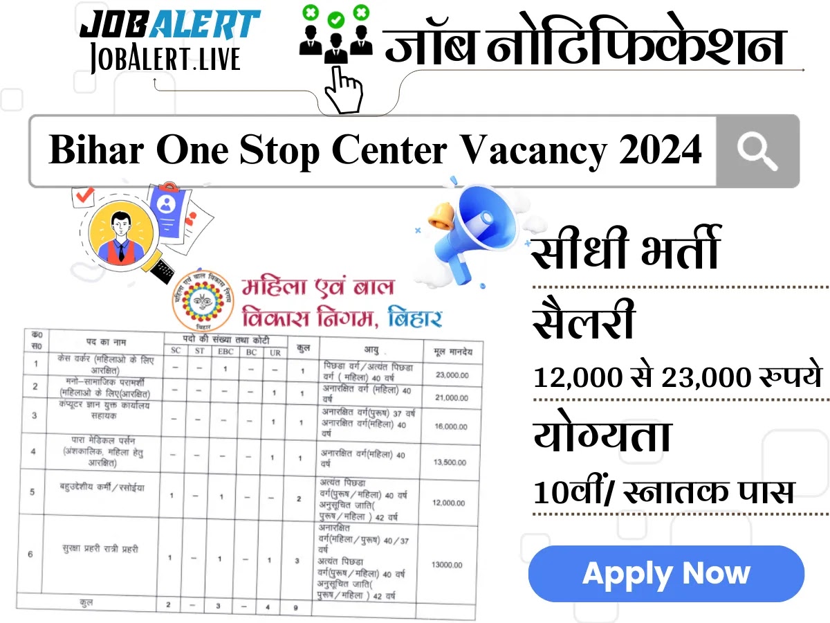 Bihar One Stop Center Vacancy 2024